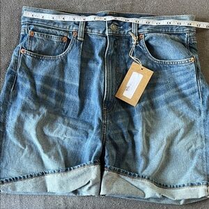 Women's Blue Denim Jean Shorts with Rolled Cuff